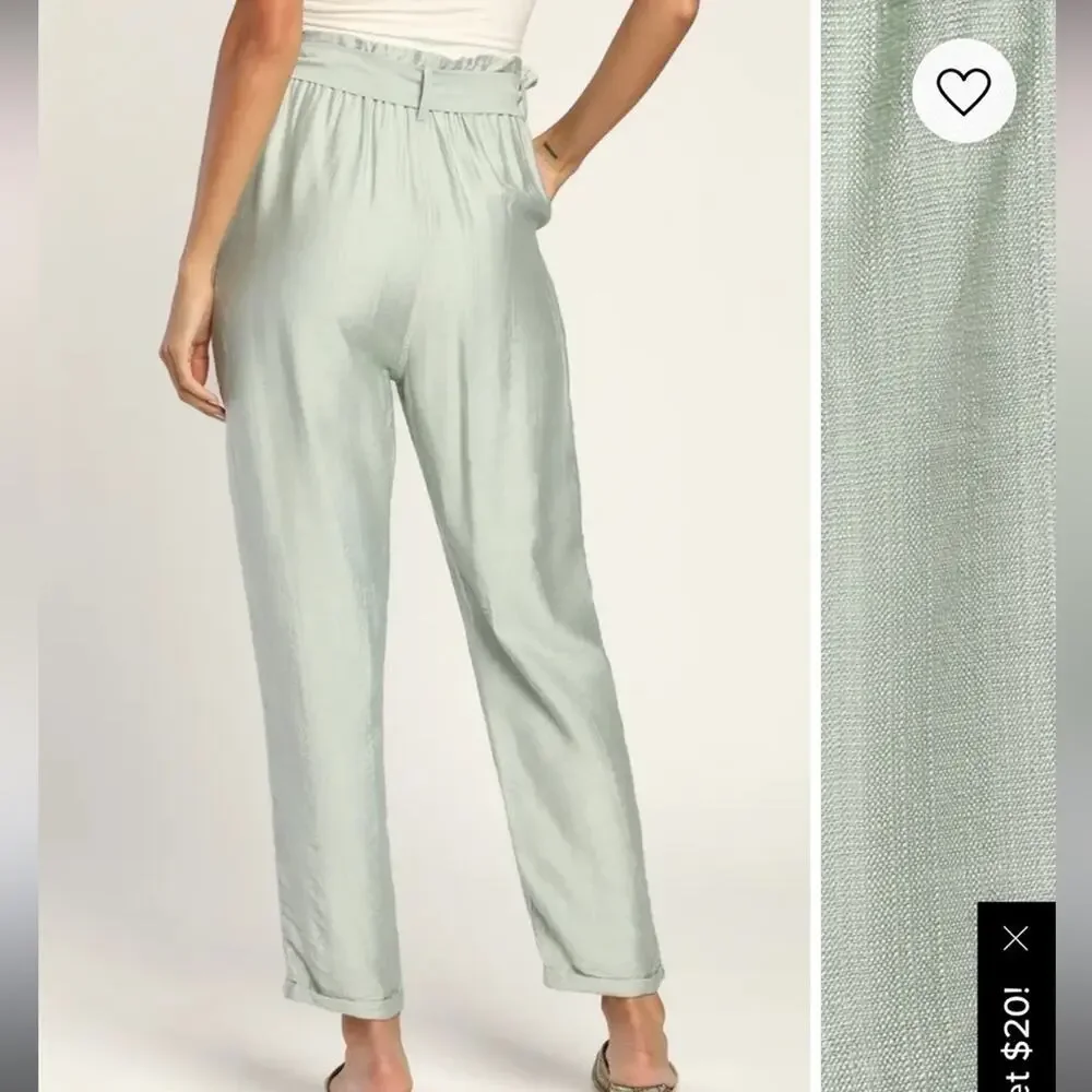 Weekend Date Dusty Sage Cropped Paperbag Waist Pants
Lulus - Picture 4 of 11